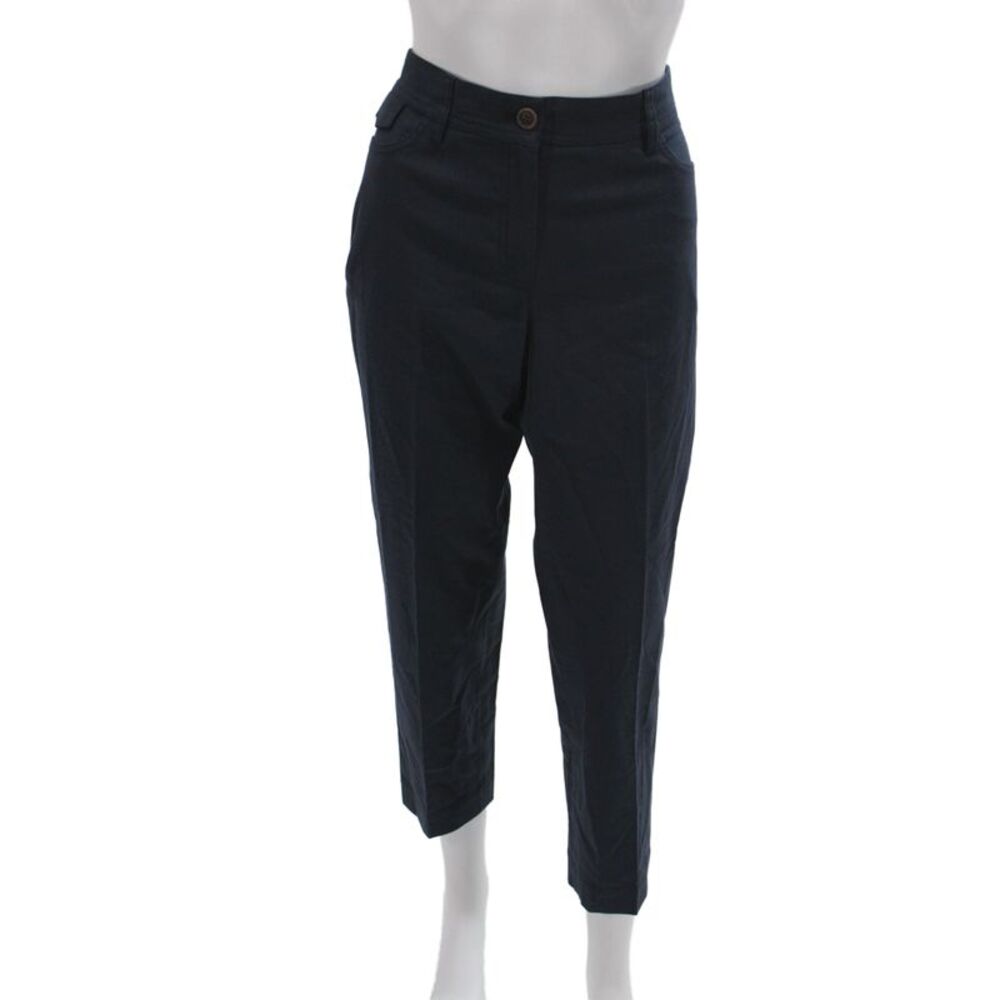 Gunex Women Ankle Pants Blue Button Cotton Inseam 28 Size 8